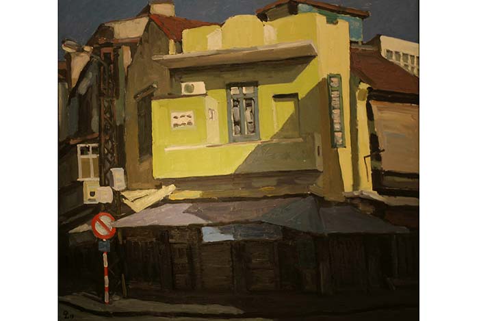 Tranh phố cổ "Ánh trăng", họa sĩ Phạm Luận