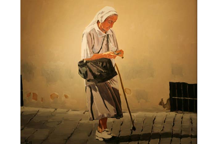 tranh chân dung "Tin nhắn", họa sĩ Phạm Luận