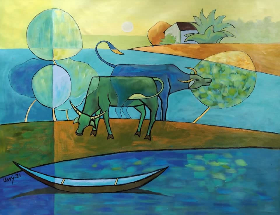 Tranh sơn dầu "Nét quê"