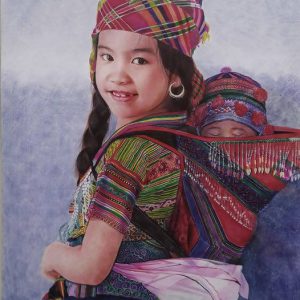 Tranh chân dung bút bi "Lúng liếng 2"