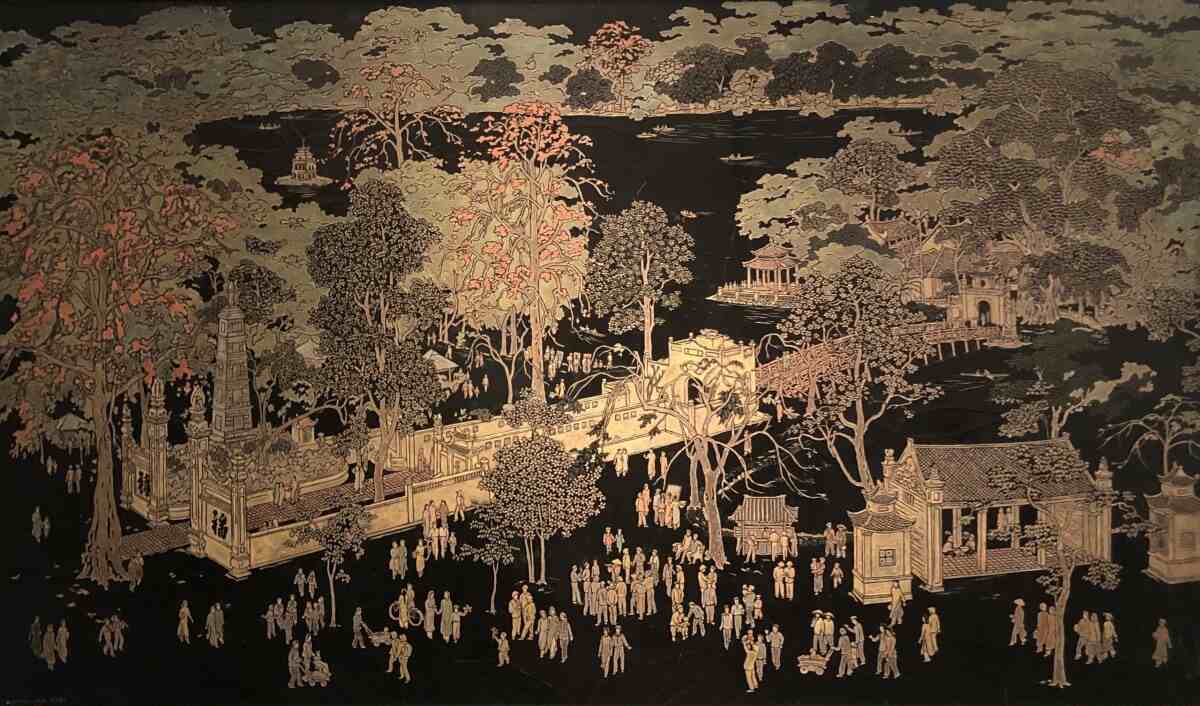 Tranh Xuân Hồ Gươm của hoạ sĩ Nguyễn Khắc Thiệu