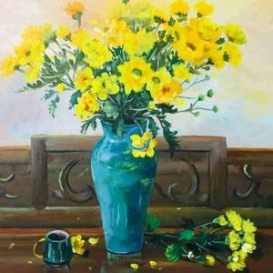 Tranh tĩnh vật hoa "Bình cúc vàng"