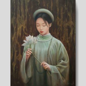 Tranh chân dung sơn dầu "Thiếu nữ"